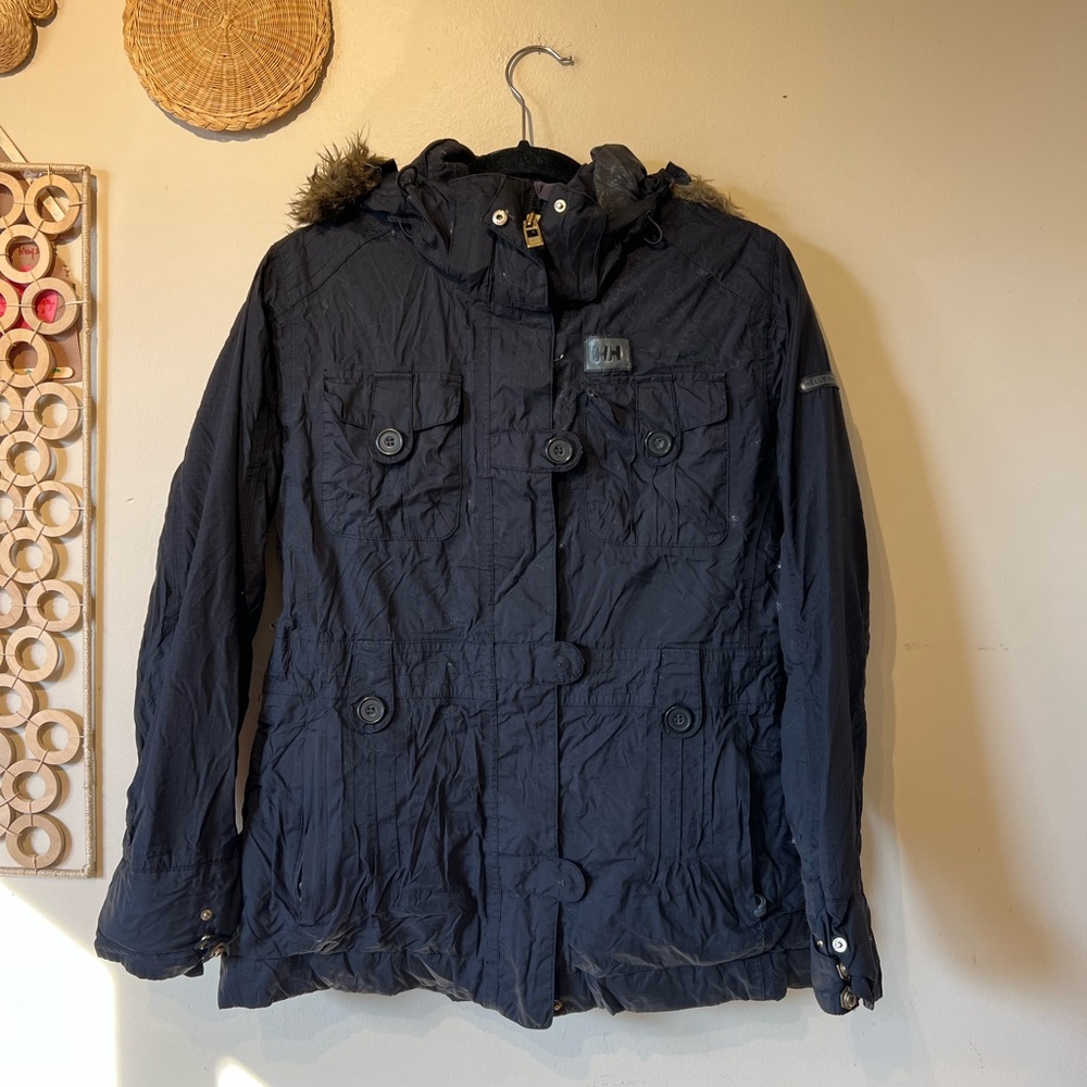 Helly Hansen small fur hooded black polyamide/polyurethane jacket…